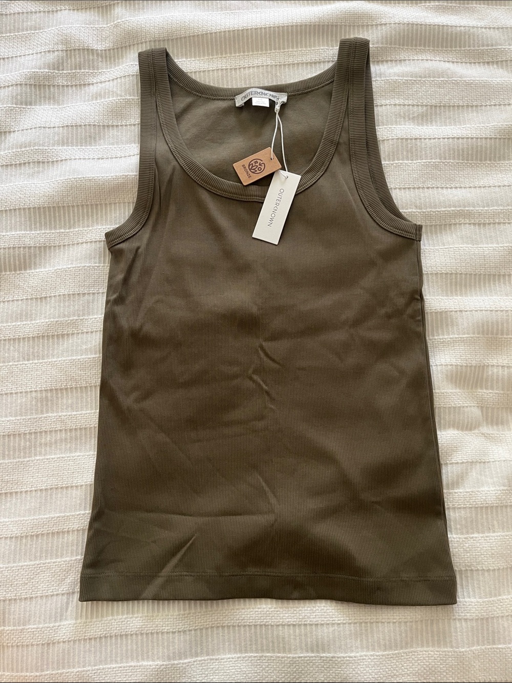 Outerknown Olive Green Ribbed Tank - Women's Sleeveless Scoop Neck